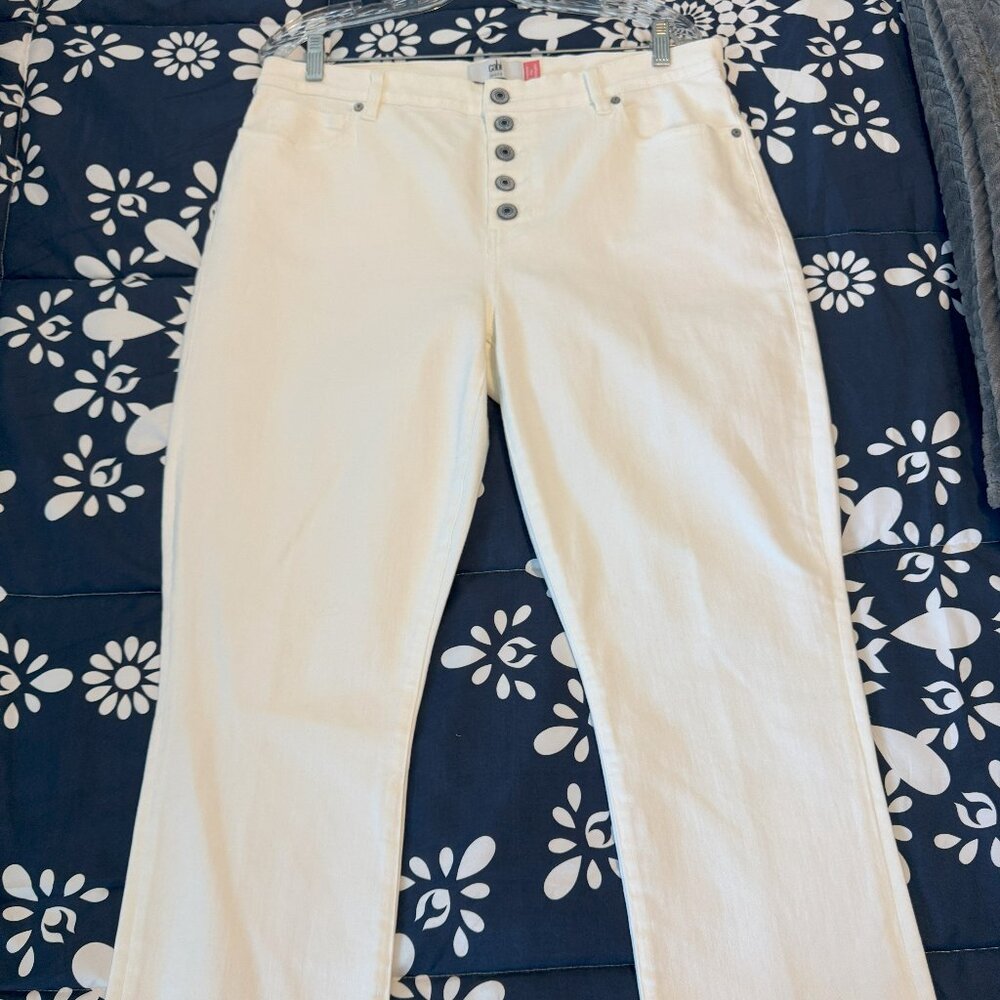 CAbi Button Fly  #6284 Straight Leg Jean White-14